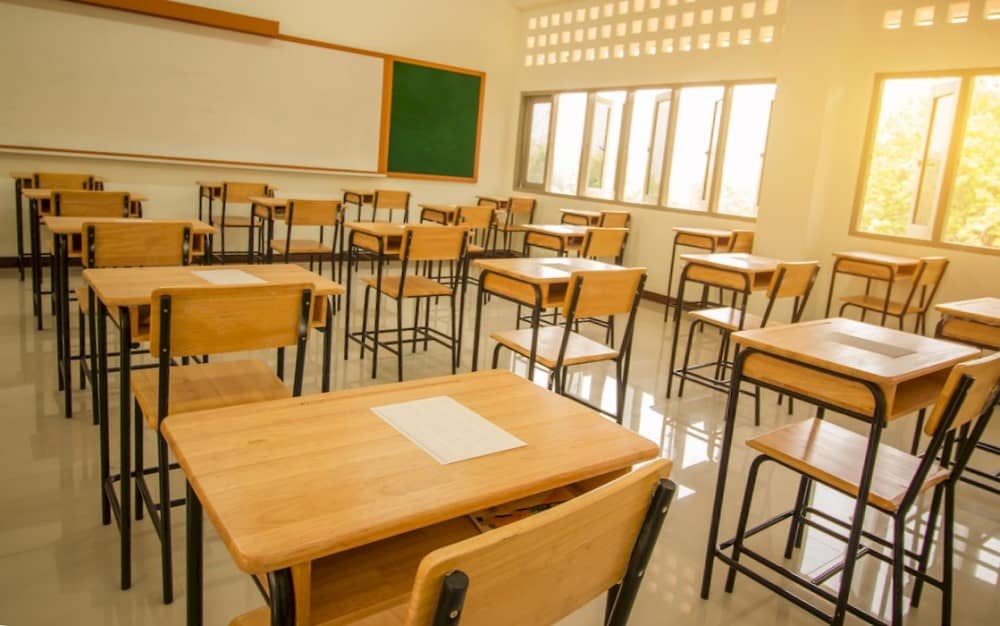 Usual school classrooms with single seats